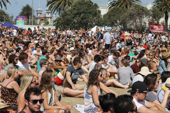 The crowd in front of the main stage.