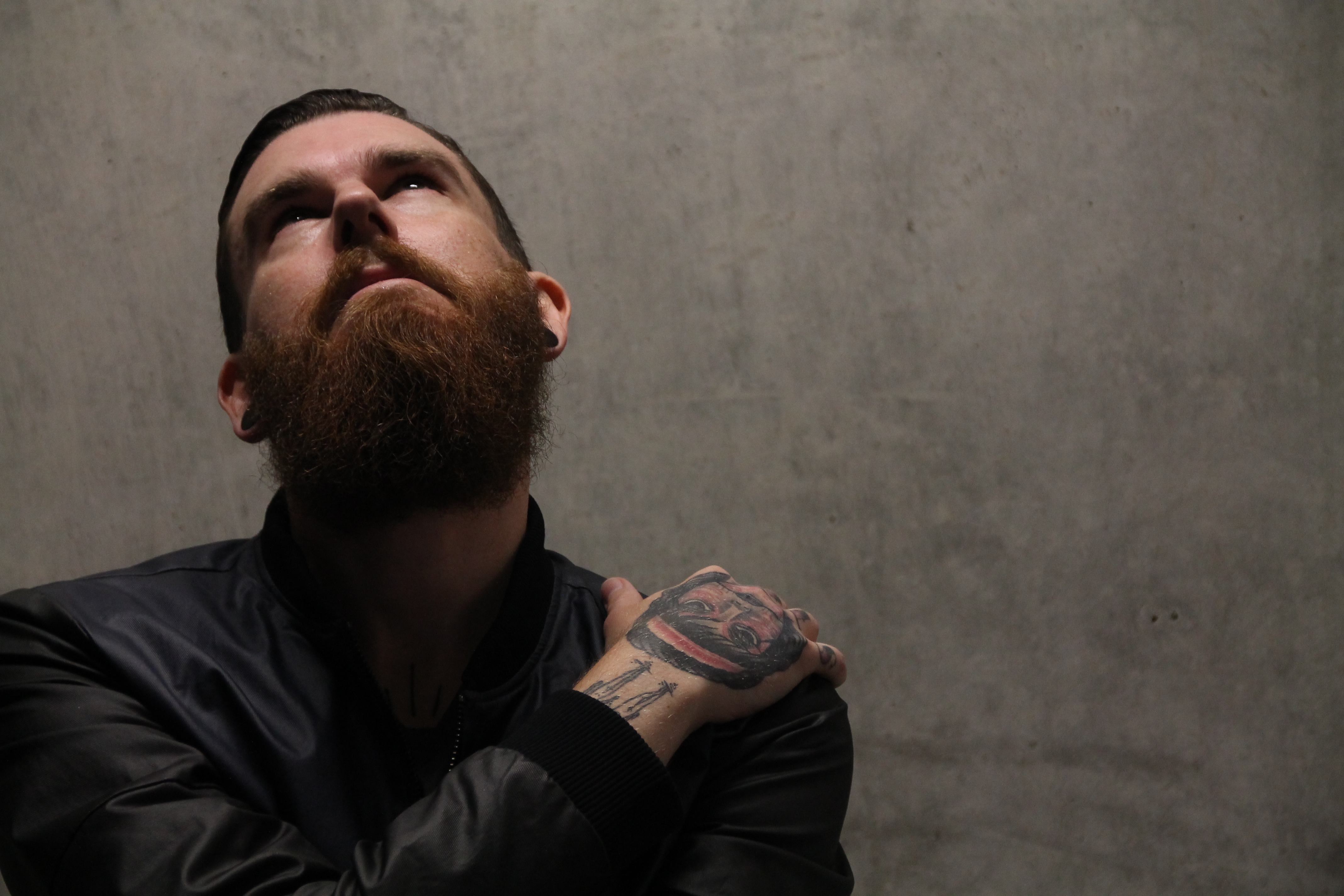 Model - Brock, with carpark fluorescent lighting.